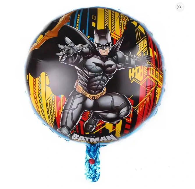 Balónek kulatý Batman – fóliový balónek s barevným pozadím na dětské narozeniny se superhrdinou