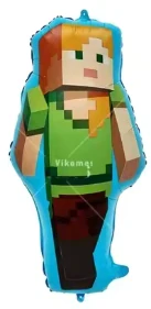 Velký balónek Minecraft – fóliový balónek ve tvaru postavy Alex na dětské narozeniny